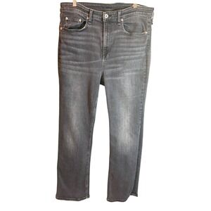Rag & Bone Women Jeans 32 Black Wash Nina High Rise Ankle Flare Denim Jean 32x26